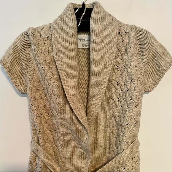 Aéropostale Sweater Vest with Belt Size Small Tan Gray Neutral Short Sleeve - Picture 4 of 6